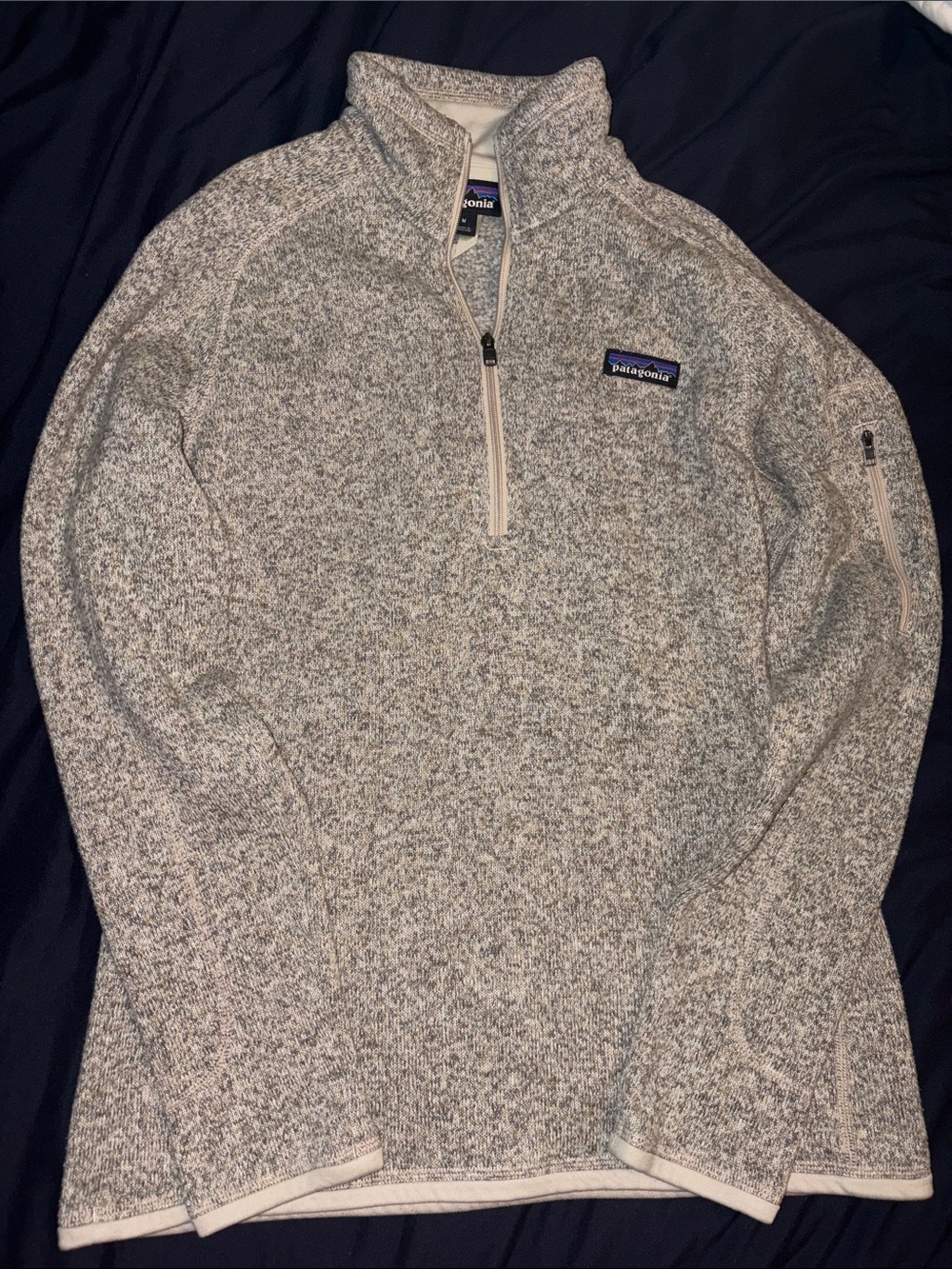 Patagonia Half-Zip Heathered Light Gray Sweater